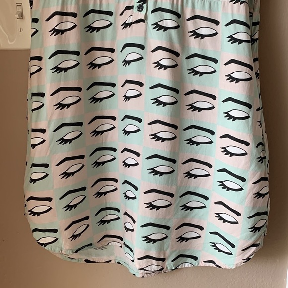 VANS x KENDRA DANDY Eye Print Short Sleeve Button Down Mini Dress - Picture 9 of 14